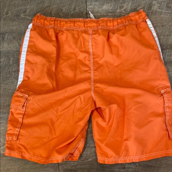 Bright Orange Cargo Shorts with White Accents - Picture 4 of 8